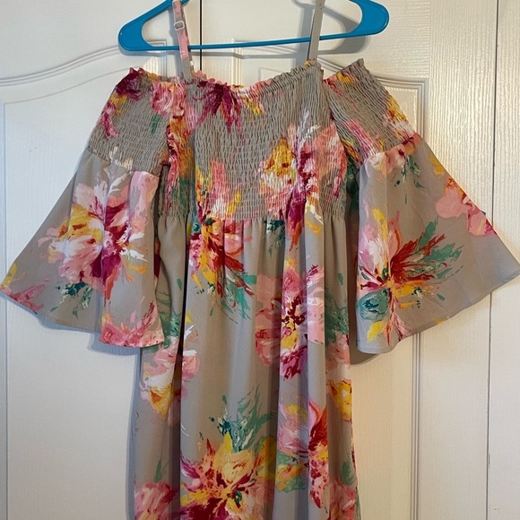 Emma & Michele Pink Sundress with Ruffled Flutter Sleeves - Picture 2 of 7